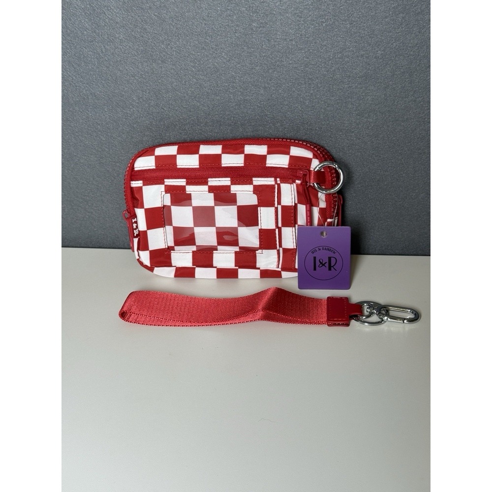 Iris & Rainbow Iris Plus Wallet Red Checkered with Wristlet Straps
